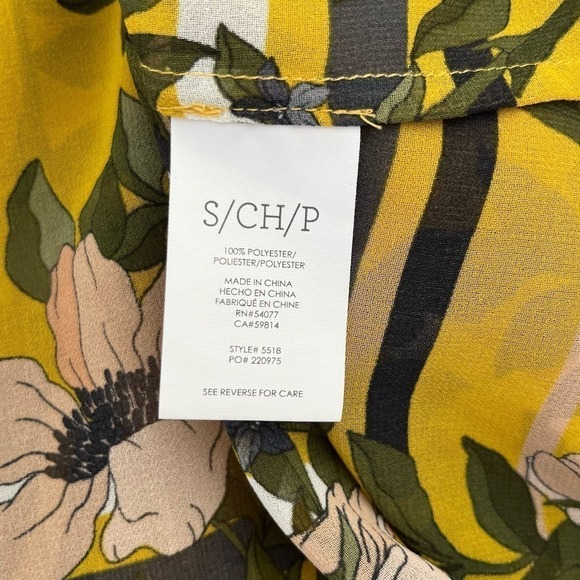 Cabi Spring Scene Yellow Floral Bell Sleeve Sheer Blouse Top, Size Small - Picture 10 of 12